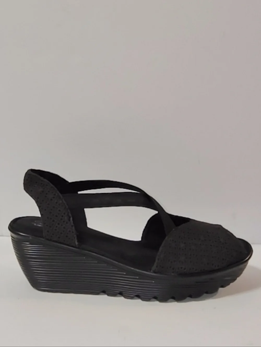 Skechers Women's Parallel Piazza peep-Toe Gore Slingback Wedge Platform Sandals